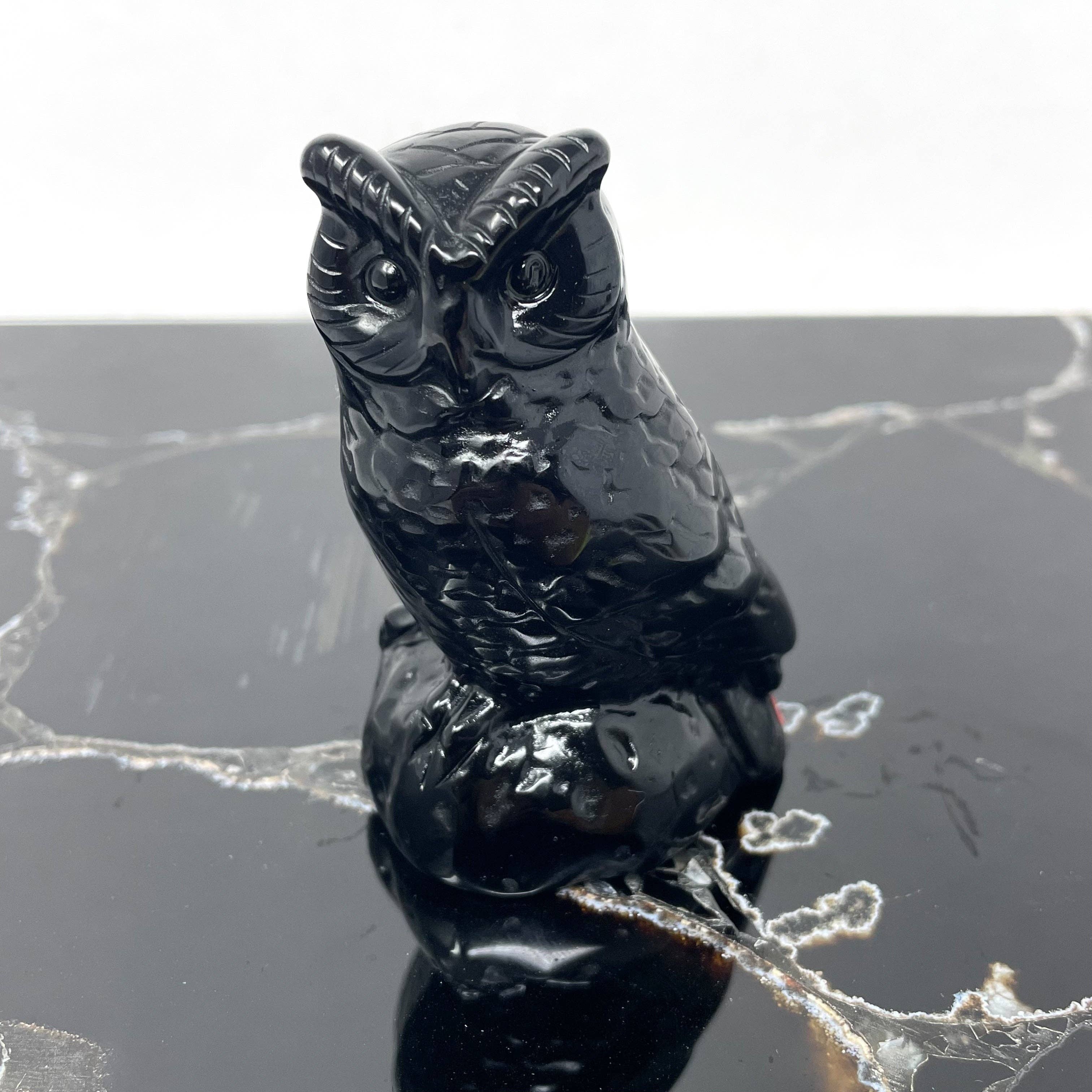 Obsidian Owl Carving