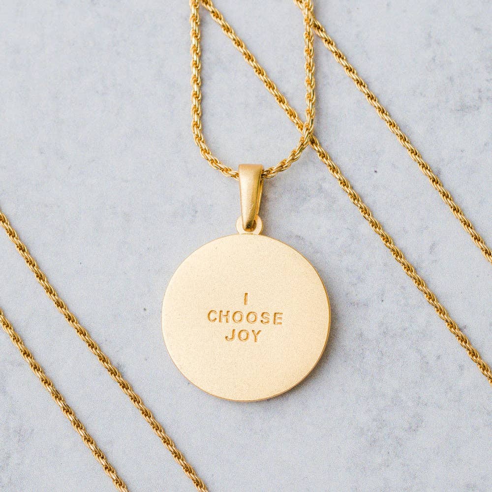 I Choose Joy - inspirational Mantra® mandala necklace: Yellow Gold