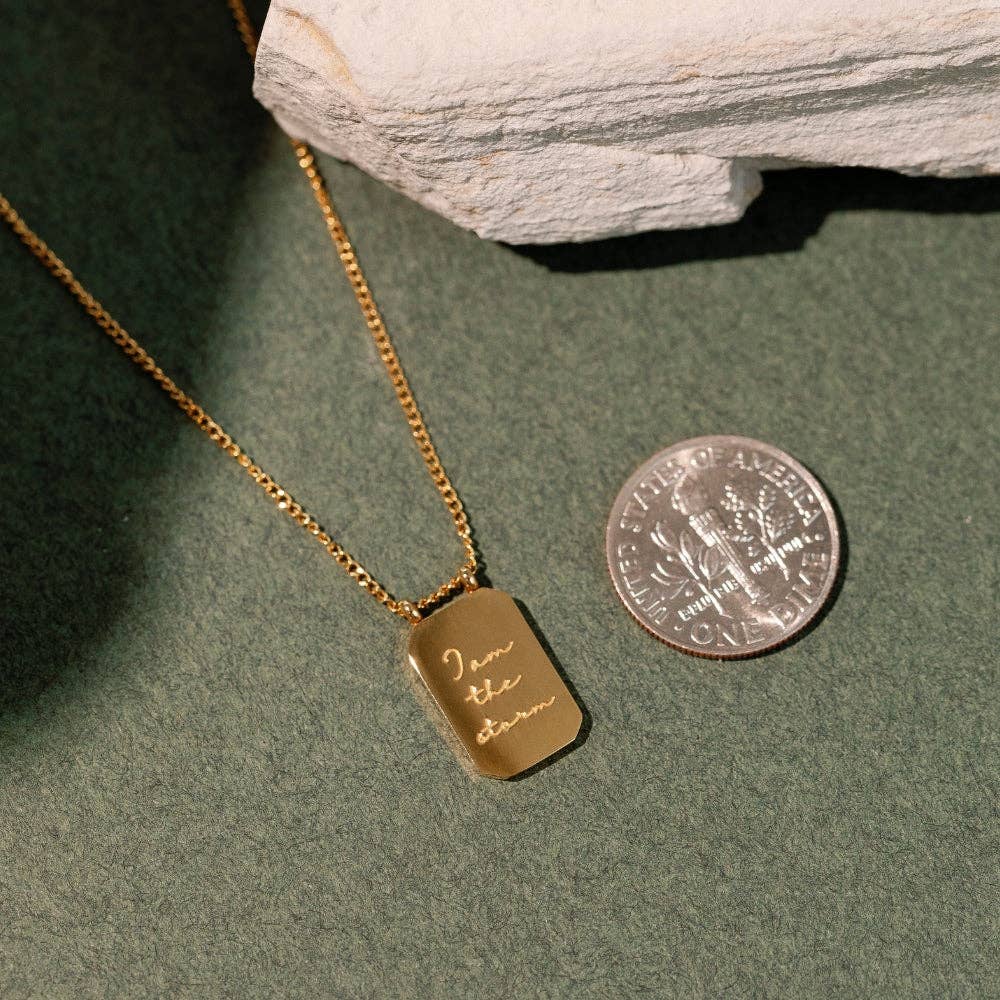 Breathe - inspirational Mantra® jewelry necklace: Yellow Gold