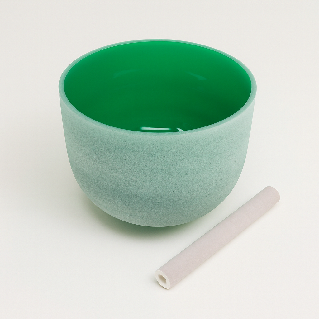 9.5" Crystal Bowl & Bag- Green- F Note (Heart Chakra)