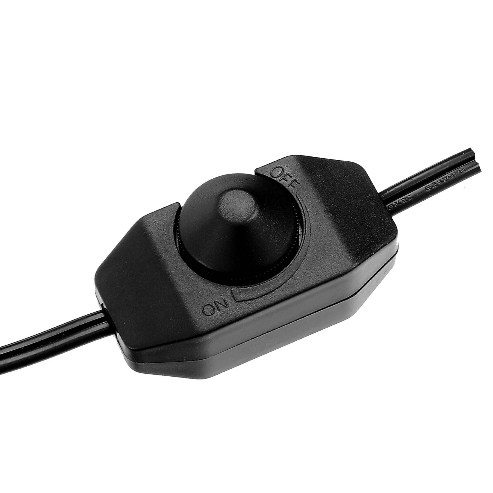 Black toggle switch with 'On' and 'Off' labels on a white background