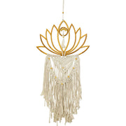 Bamboo Wall Hanging Boho Tree Lotus w/ Macrame