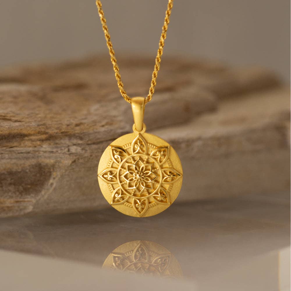 I Am Worthy - inspirational Mantra® mandala necklace: Gold
