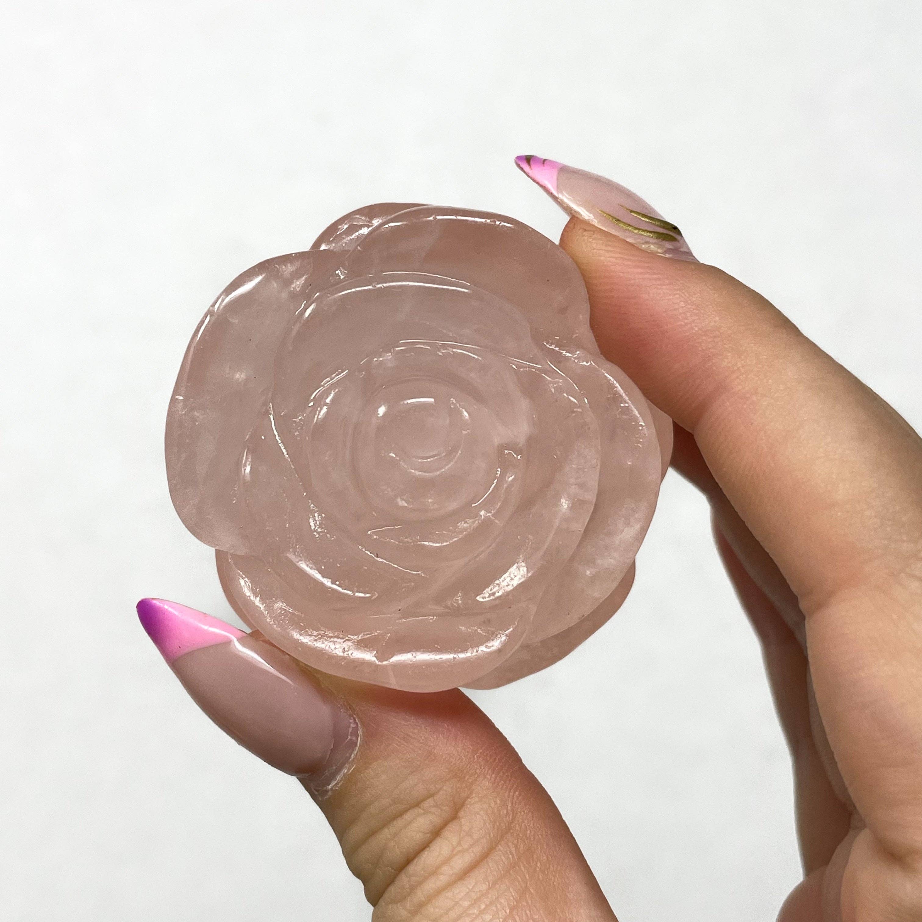 Rose Quartz Rose Carving