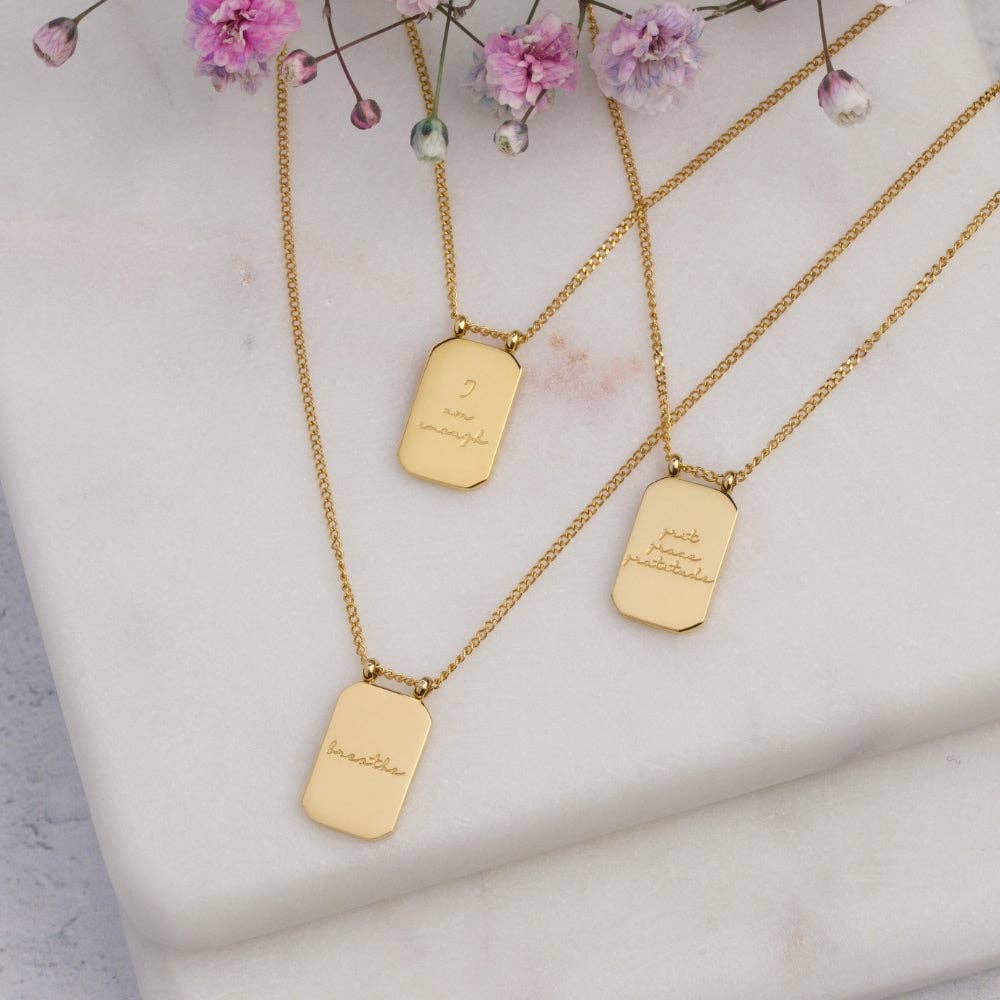 Breathe - inspirational Mantra® jewelry necklace: Yellow Gold