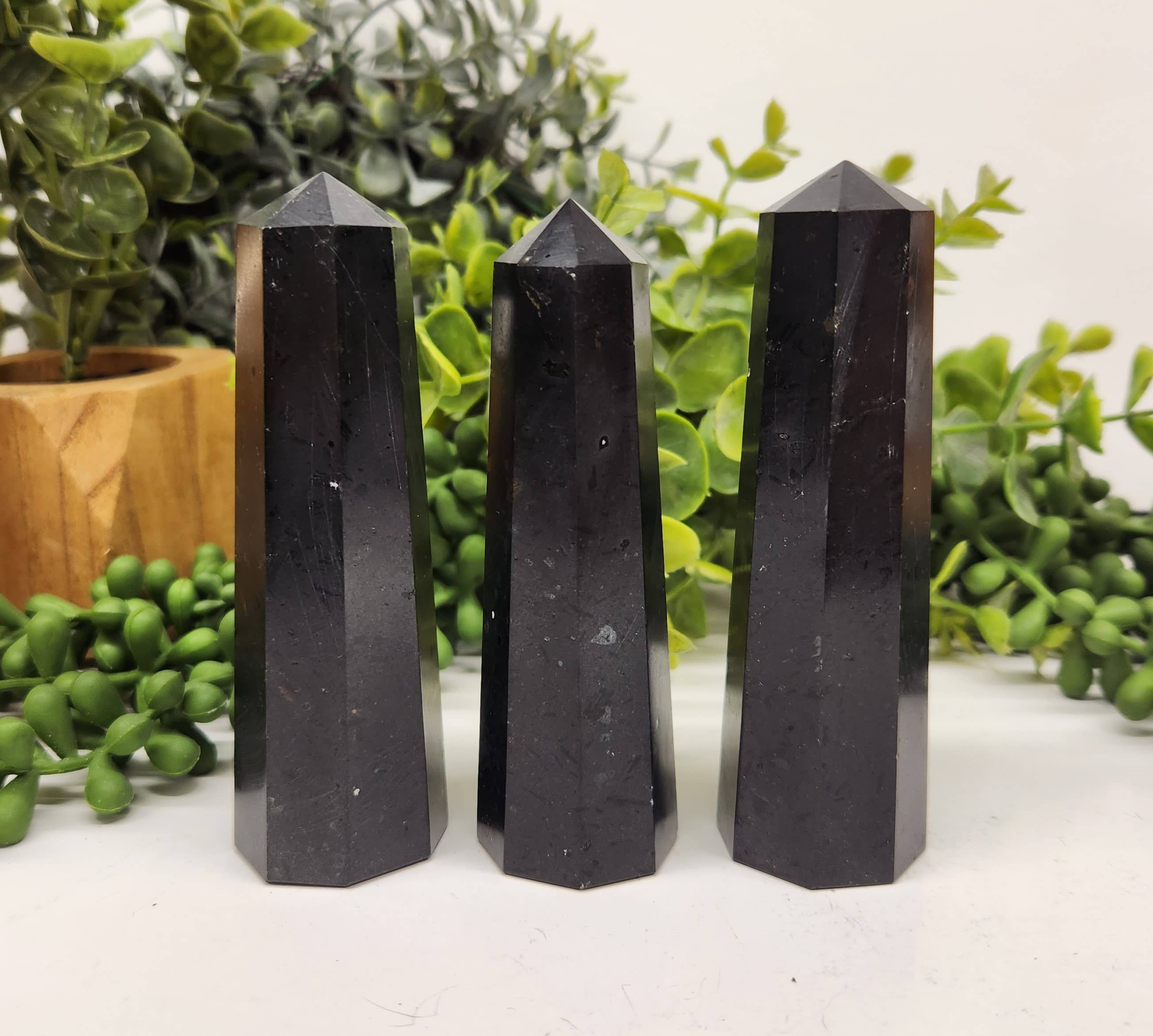 Black Tourmaline 8-Faceted Tower (Approx. 8.9-9.5cm)