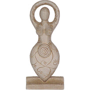 Decorative sculpture of a woman with a spiral design on a white background