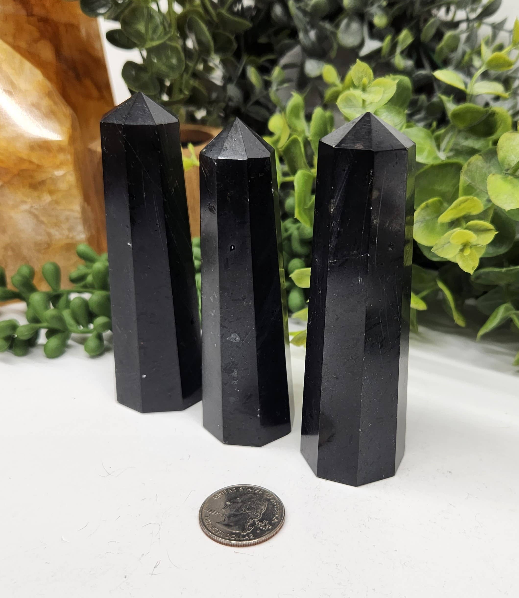 Black Tourmaline 8-Faceted Tower (Approx. 8.9-9.5cm)