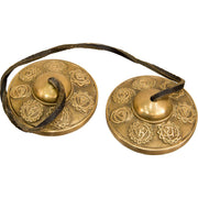 Pair of brass hand cymbals on a white background - JOY - Journey Of You - Spiritual, Holistic, Empowering