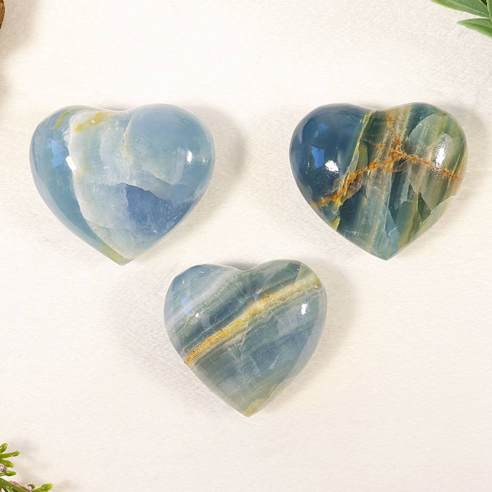 Aquatine Blue Calcite Puff Heart