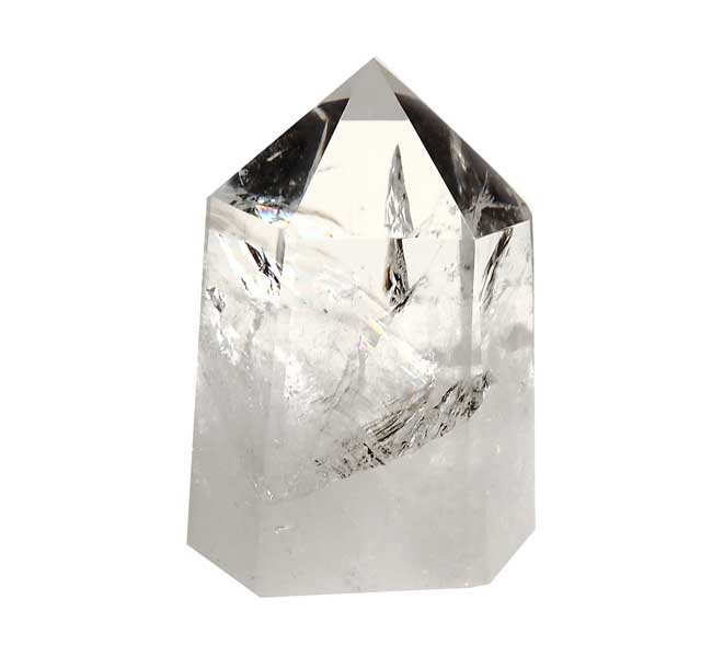 Clear crystal pyramid on a white background