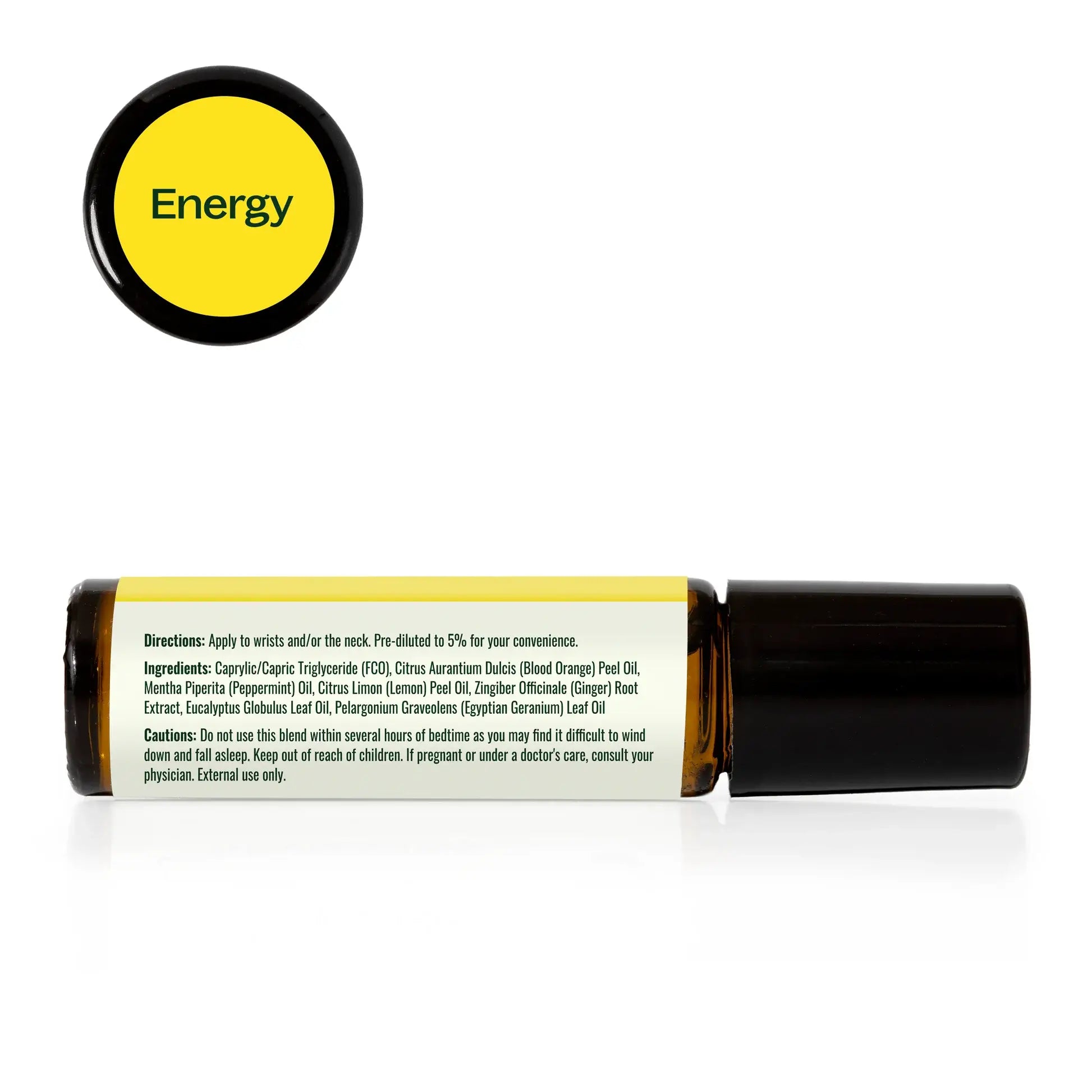 Roll-on bottle labeled 'Energy' with a yellow cap on a white background - JOY - Journey Of You - Spiritual, Holistic, Empowering