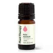 Bottle of Plant Therapy Rose Absolute essential oil on a white background - JOY - Journey Of You - Spiritual, Holistic, Empowering