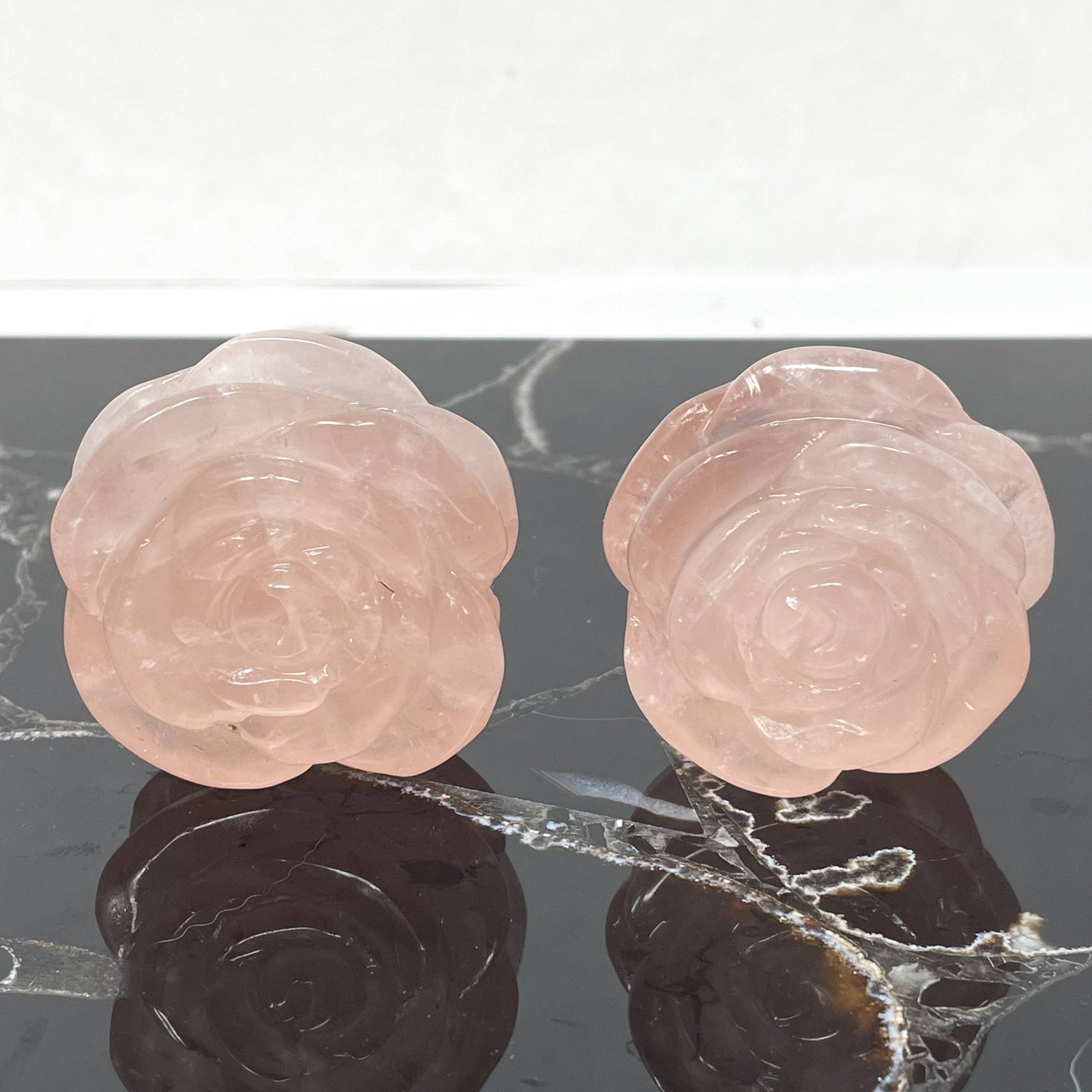 Rose Quartz Rose Carving