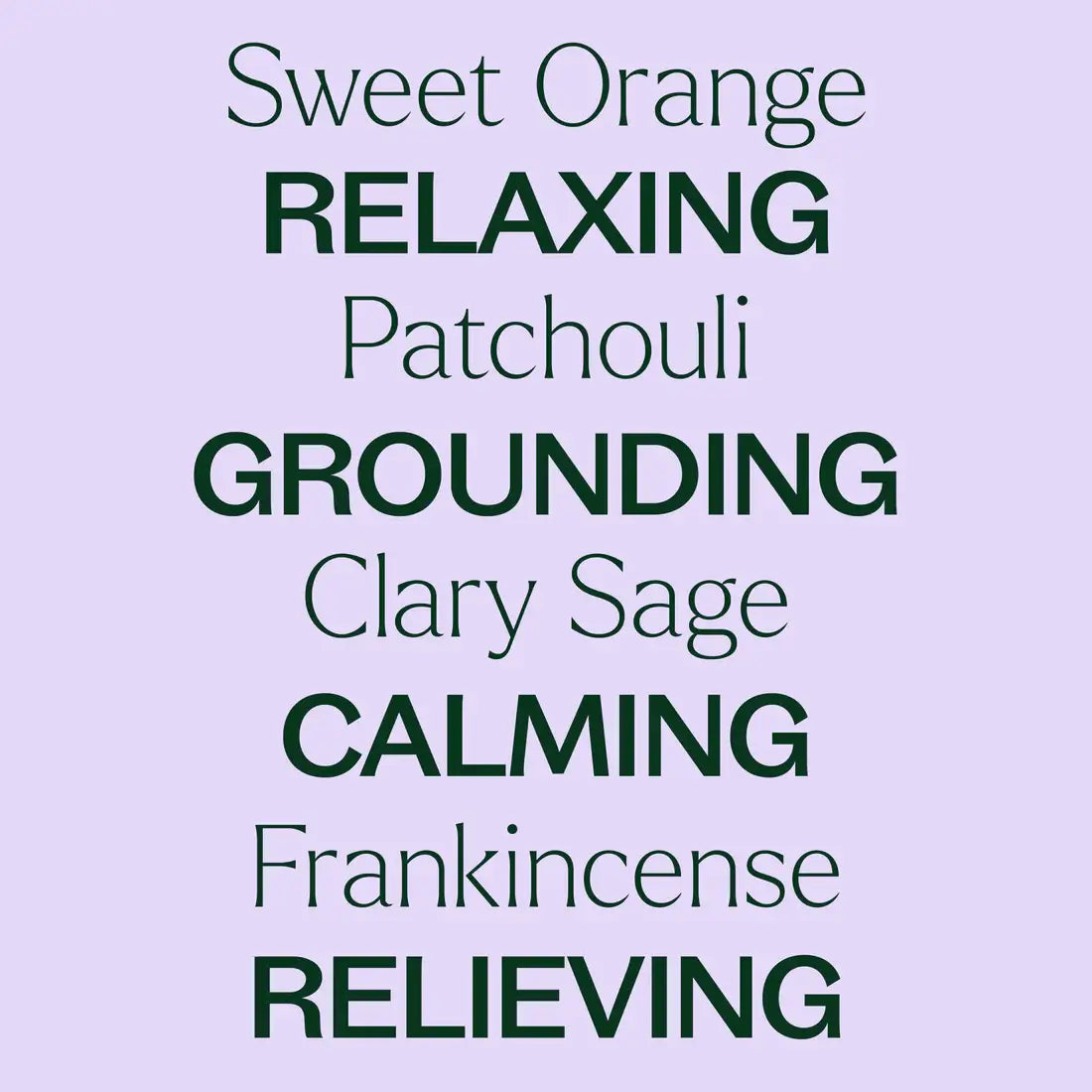 Text listing various essential oils with their effects on a light purple background - JOY - Journey Of You - Spiritual, Holistic, Empowering