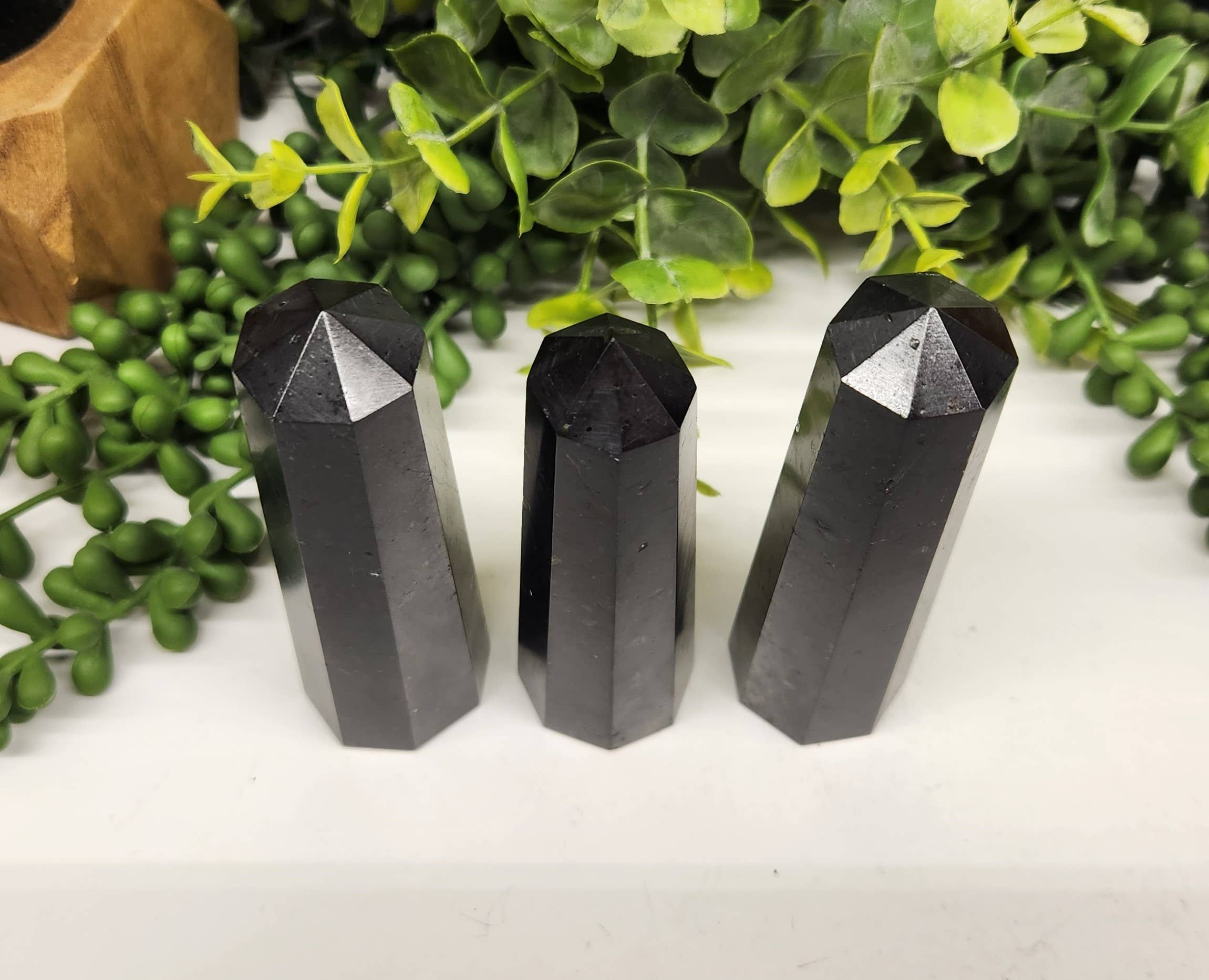 Black Tourmaline 8-Faceted Tower (Approx. 8.9-9.5cm)