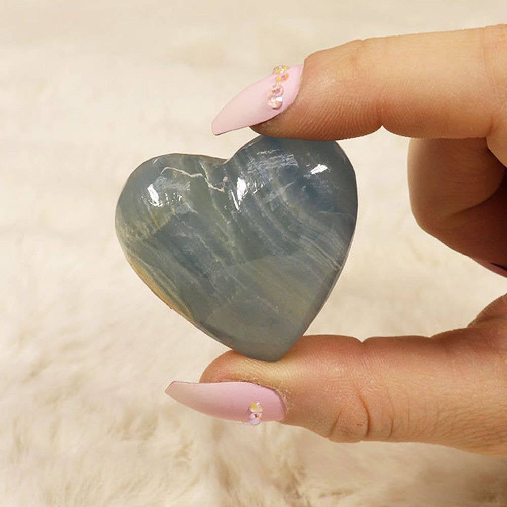 Aquatine Blue Calcite Puff Heart