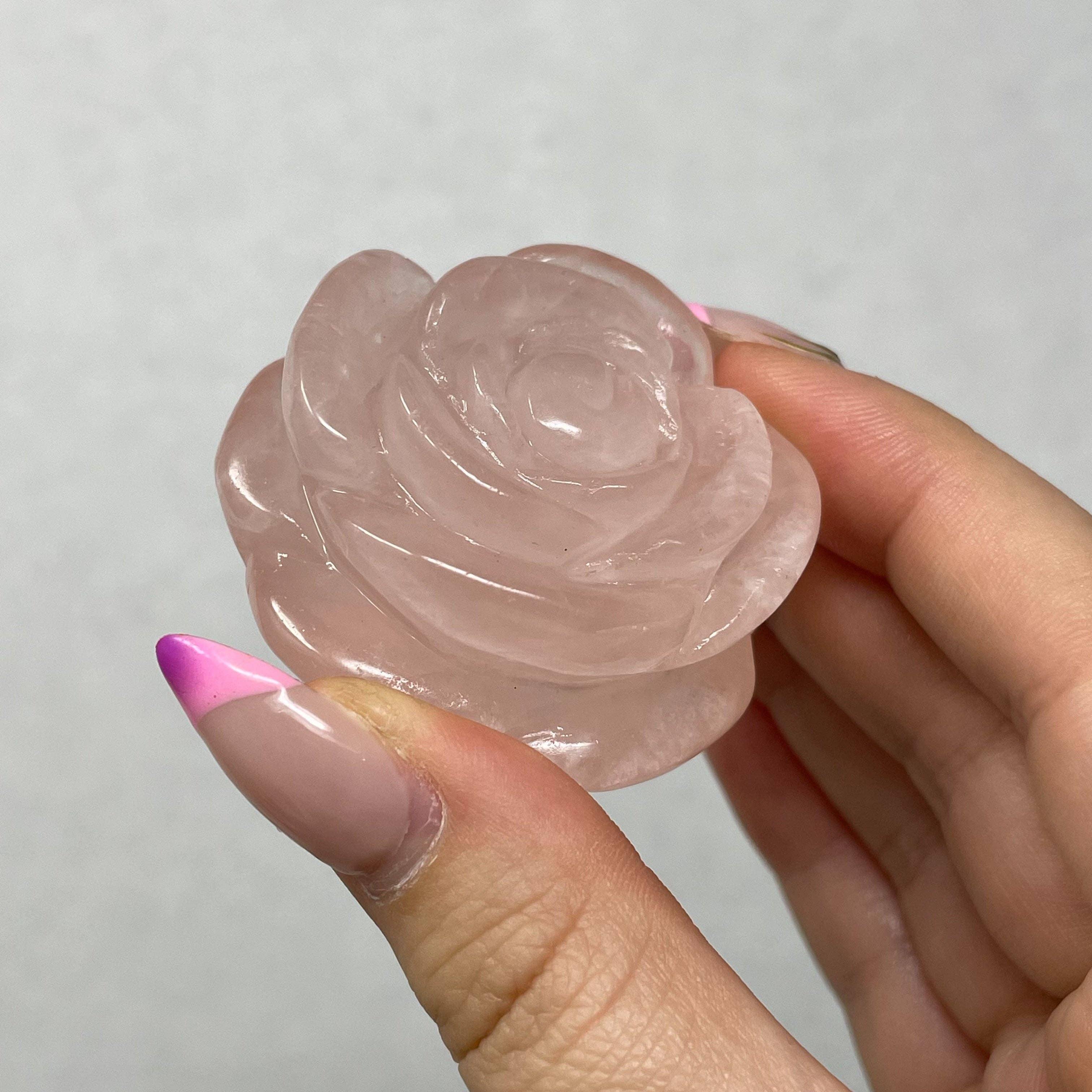 Rose Quartz Rose Carving