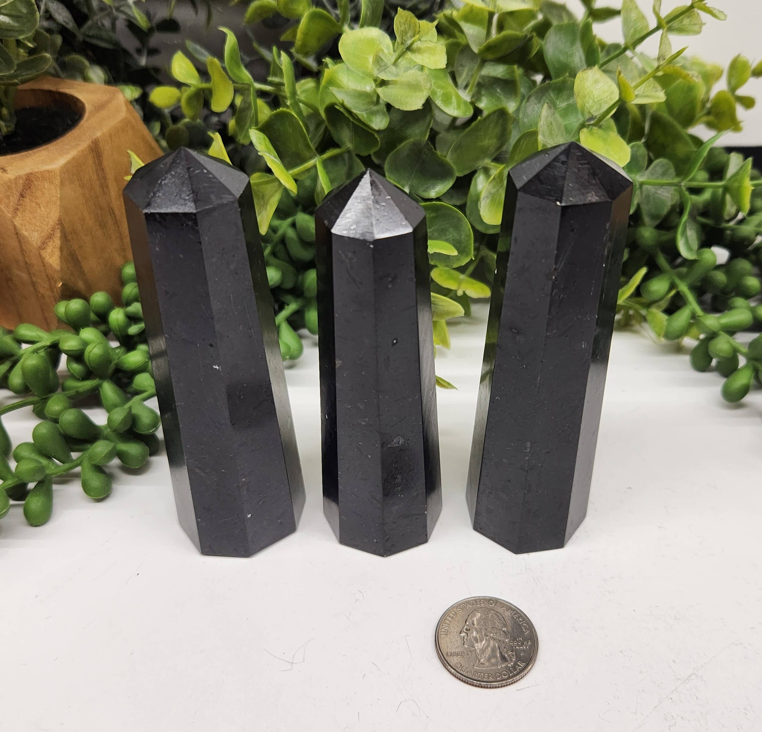 Black Tourmaline 8-Faceted Tower (Approx. 8.9-9.5cm)