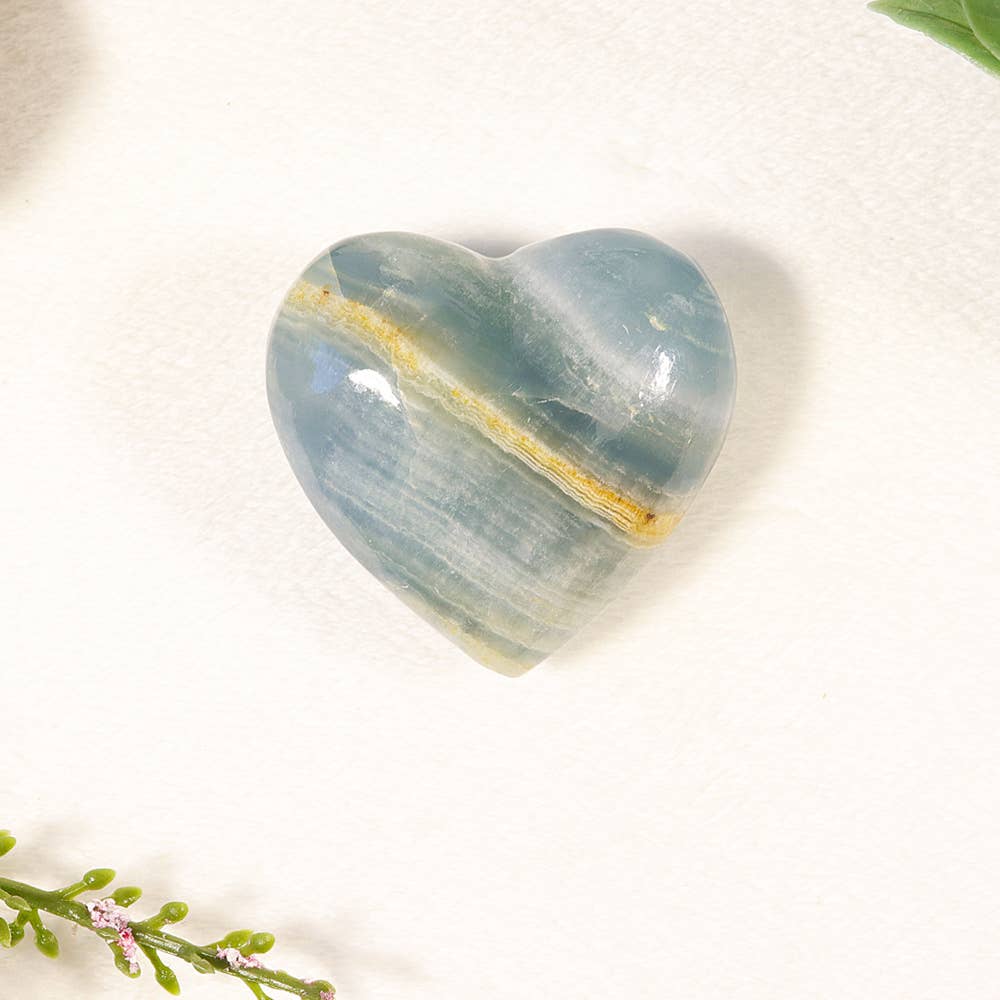 Aquatine Blue Calcite Puff Heart