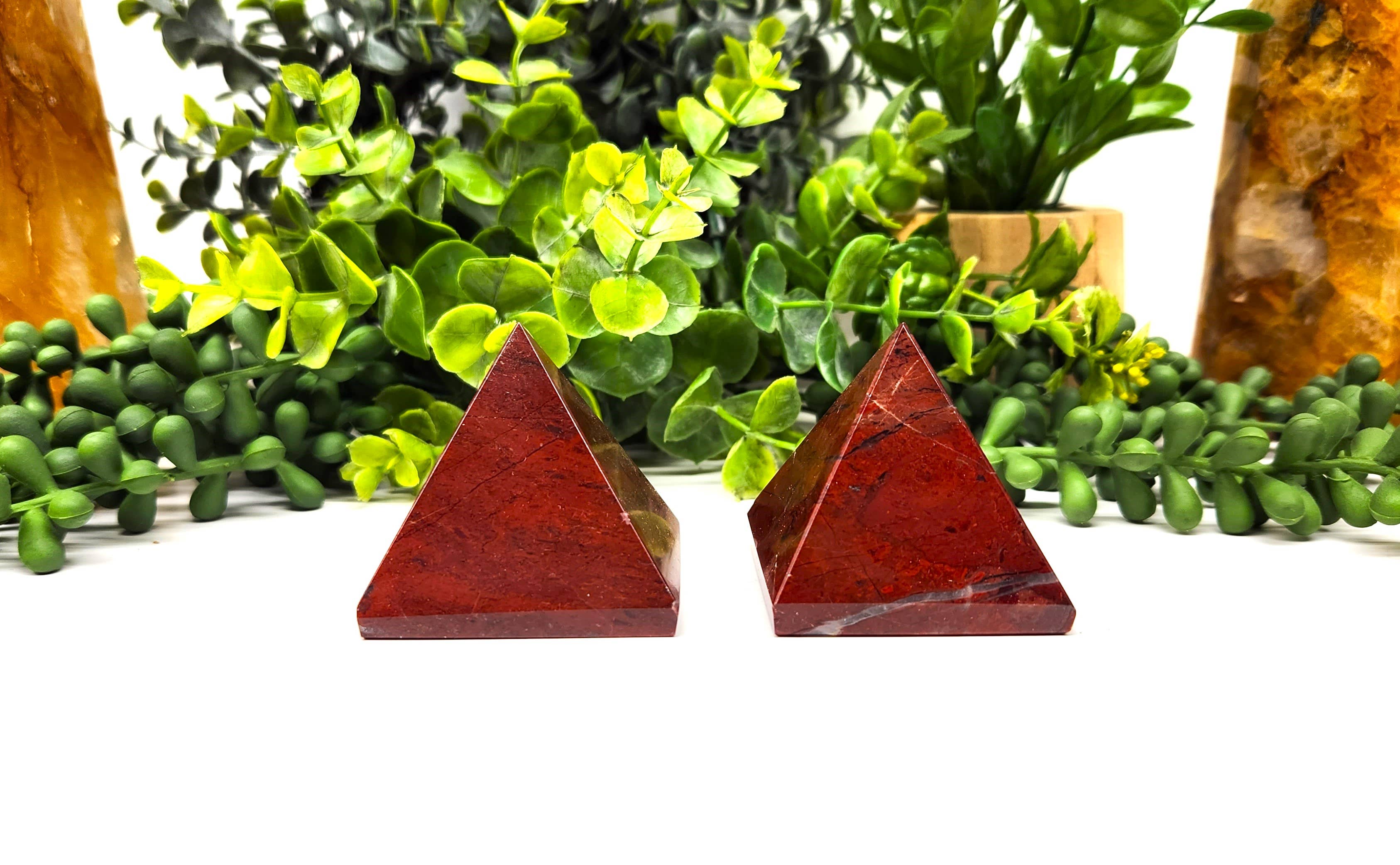 Red Jasper Polished Semi-Precious Gemstone Pyramid 5cm