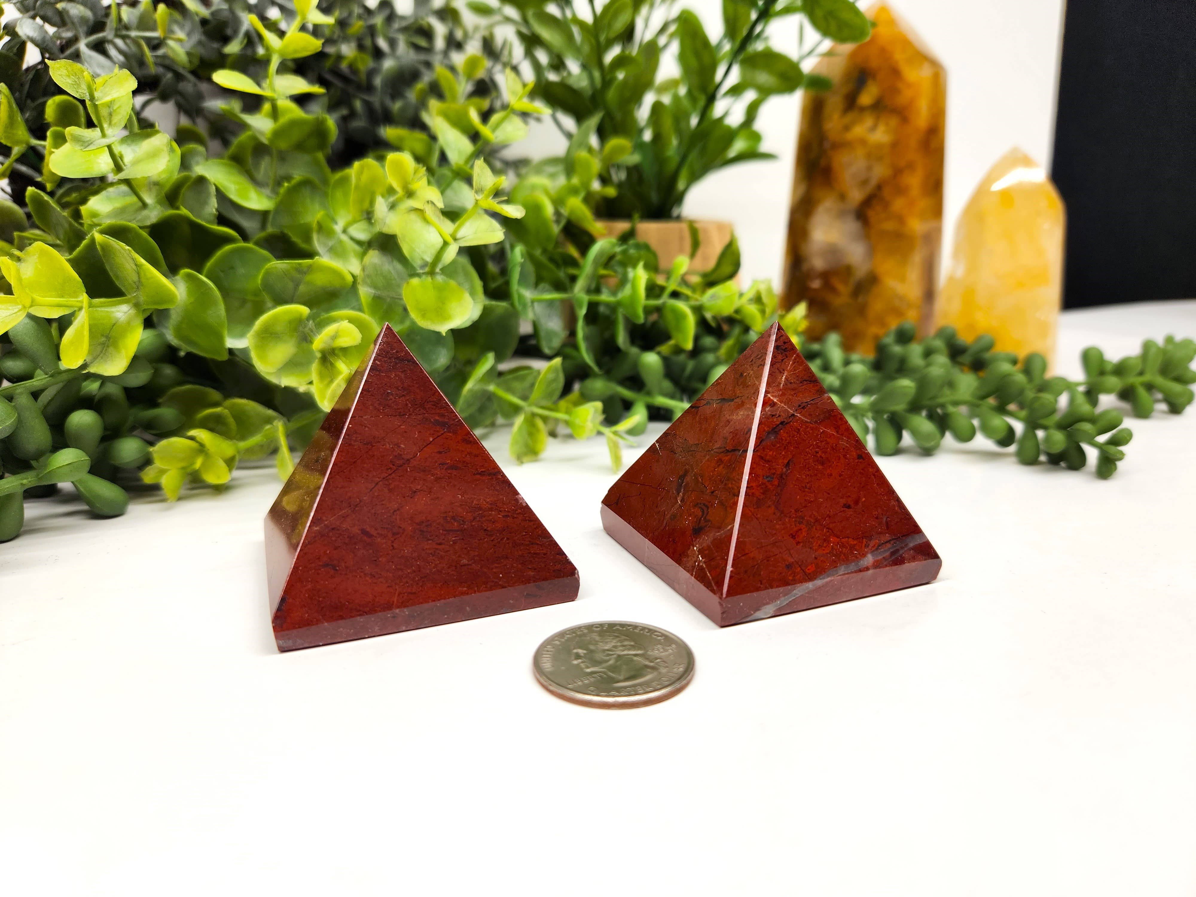 Red Jasper Polished Semi-Precious Gemstone Pyramid 5cm
