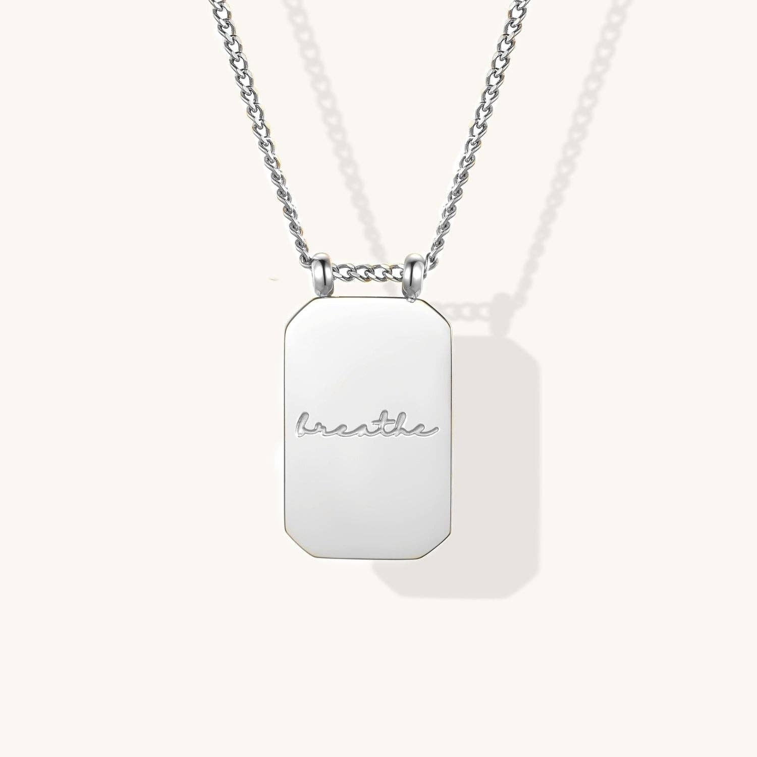Breathe - inspirational Mantra® jewelry necklace: Yellow Gold