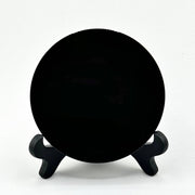 BLACK OBSIDIAN SCRYING MIRROR WITH STAND: 15 CM - Black obsidian scrying mirror - polished black obsidian - Joy - Journey of You