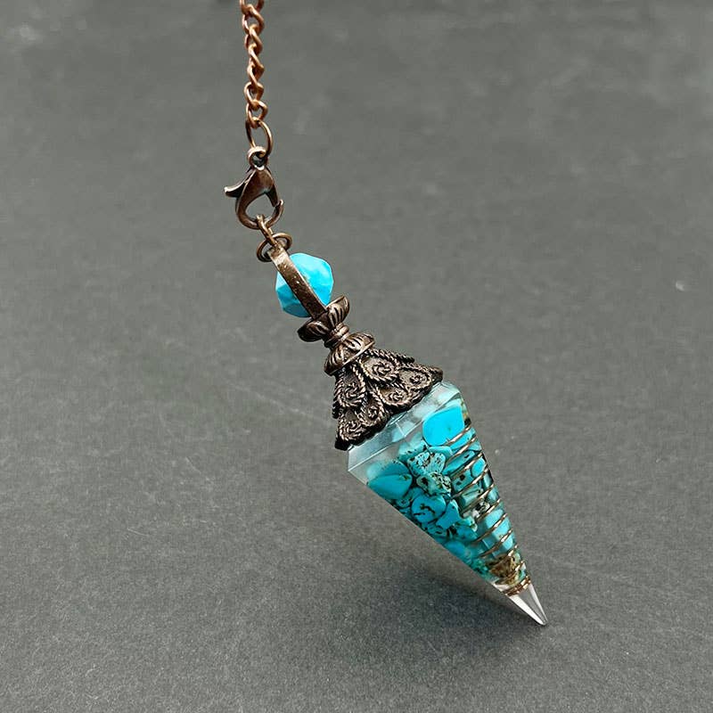 COLORFUL BEADS TURQUOISE CALM AND PEACE PENDULUM: SILVER - Crystal Pendant - Joy - Journey of You