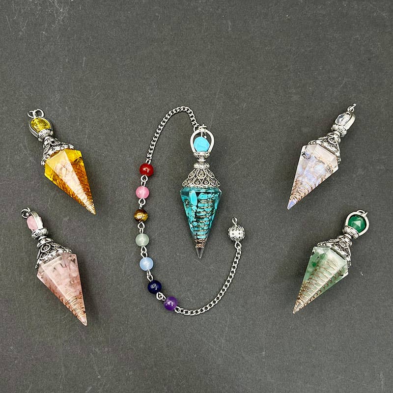 COLORFUL BEADS TURQUOISE CALM AND PEACE PENDULUM: SILVER - Crystal Pendant - Joy - Journey of You