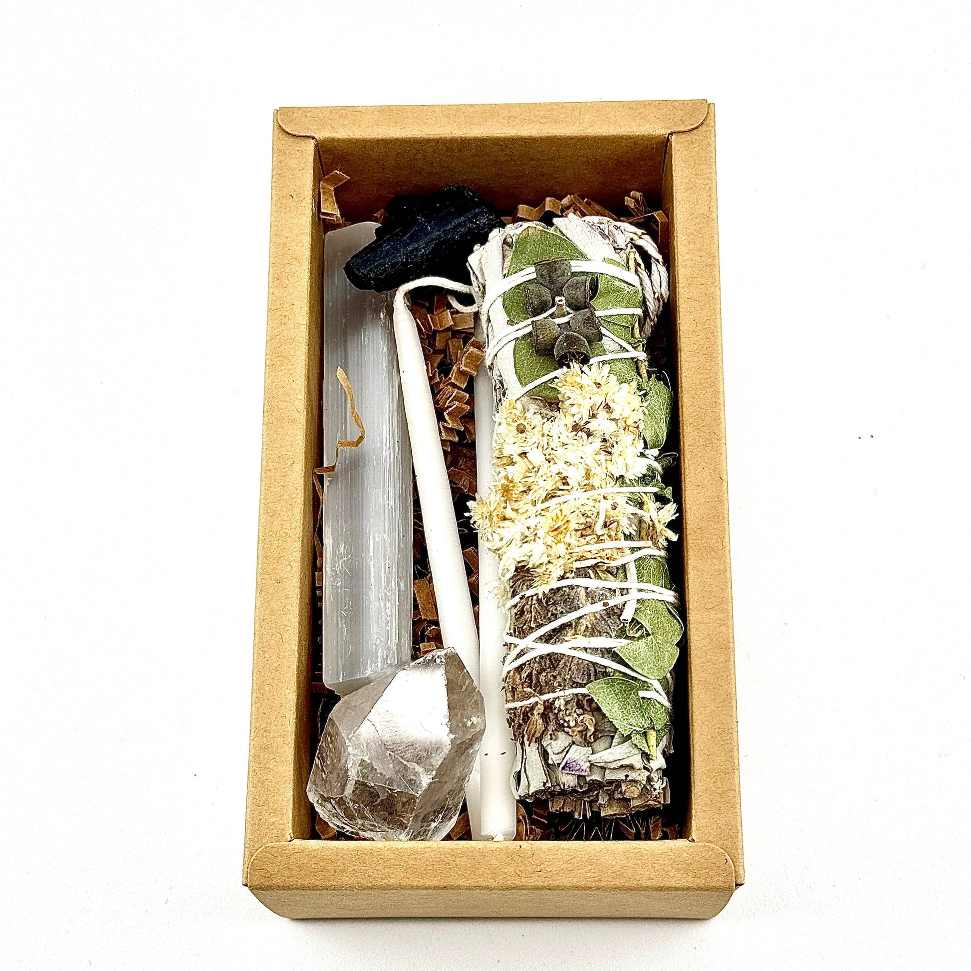 CORD CUTTING RITUAL KIT - eucalyptus dollar, lavender, and white sinuata flower to cleanse - Joy - Journey of You