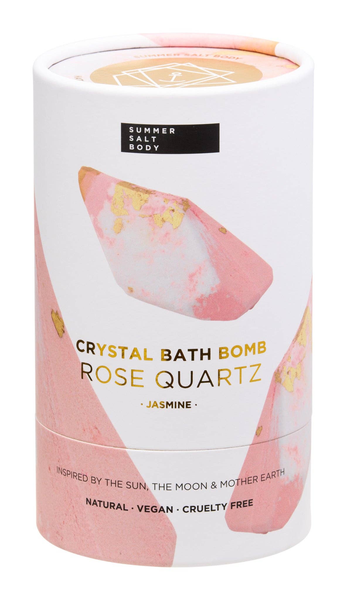 CRYSTAL BATH BOMB - ROSE QUARTZ - JASMINE - hot relaxing bath - essential oils - Amethyst & Aquamarine - INGREDIENTS ﻿﻿Sodium Bicarbonate, Sodium Sulfate, Citric Acid, Sodium Chloride, Camellia Japonica Seed Oil, Simmondsia Chinensis (Jojoba) Seed Oil, Butyrospermum Parkii (Shea Butter) Oil, Jasmine Essential Oil, Gold Foil, Orange 4, Gold Powder - Joy - Journey of you