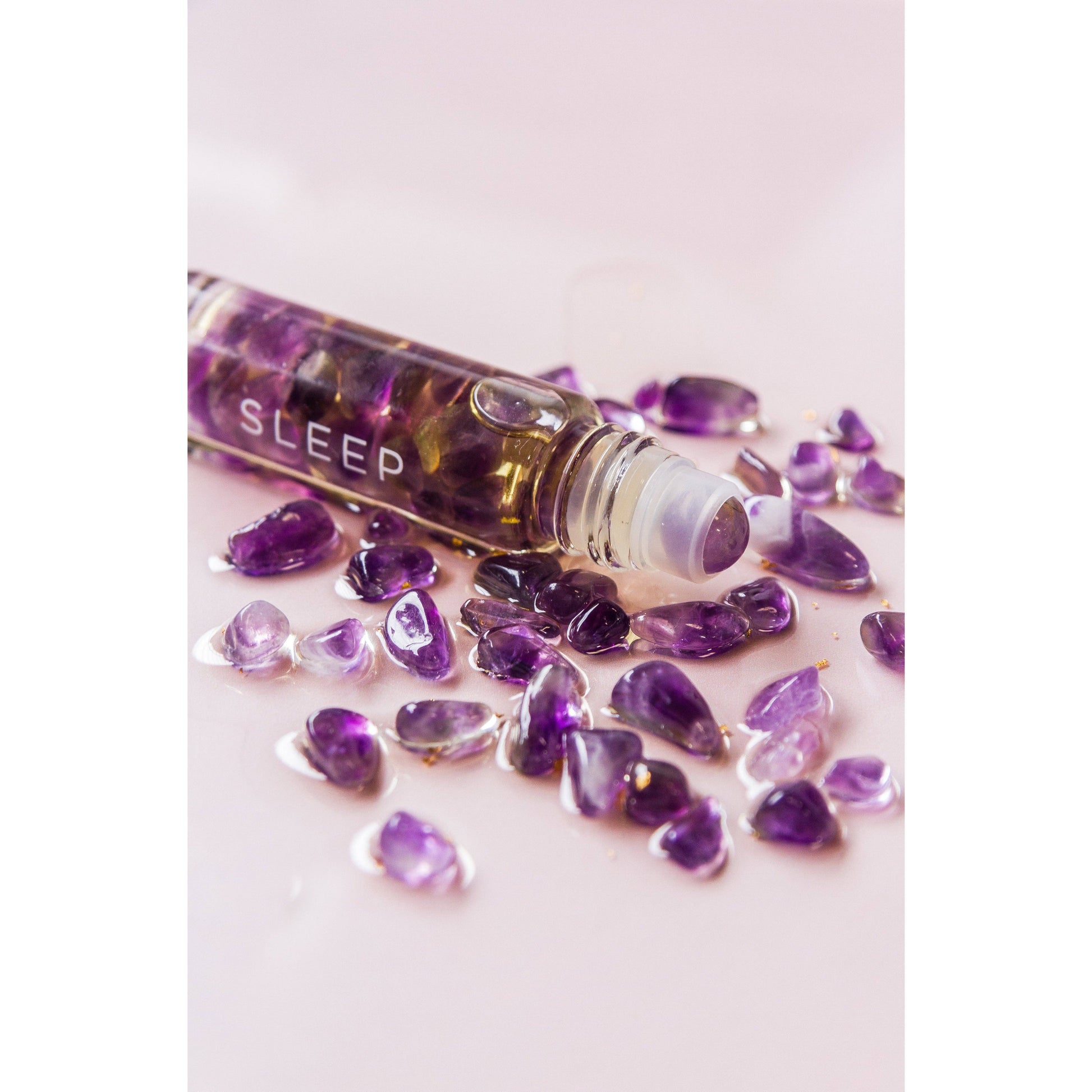 ESSENTIAL OIL ROLLER - SLEEP - 10ML - Amethyst infused oil - Amethyst rollerball - promote sleep - essential oil blend of Lavender, Bergamot, Mandarin, Lemon, Cedarwood & Chamomile - Joy - Journey of you