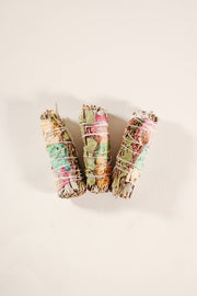 FLORAL + EUCALYPTUS + WHITE SAGE SMUDGE WAND - millennia - powerful cleansing and healing properties - cleanse people, objects, and spaces of lower-vibrational energies - beautiful White Sage Bundle  - White Sage - Rose Petal - Joy - Journey of you