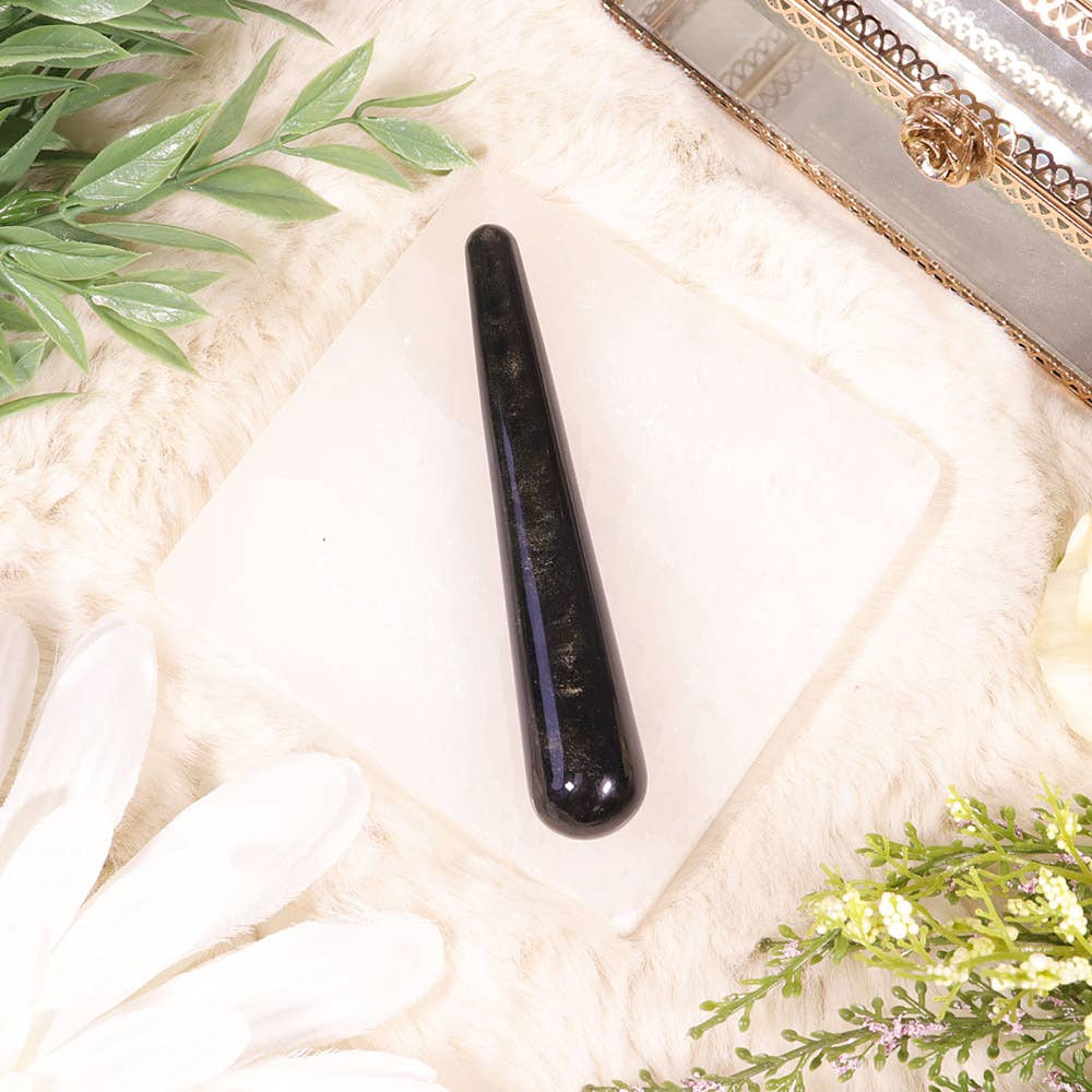 Golden Sheen Obsidian Wand – 4"" Metaphysical Tool for Protection &amp; Focus