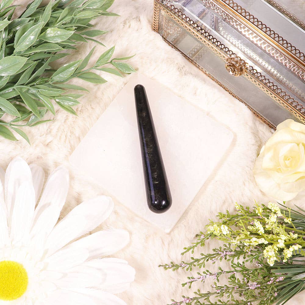 Golden Sheen Obsidian Wand – 4"" Metaphysical Tool for Protection &amp; Focus