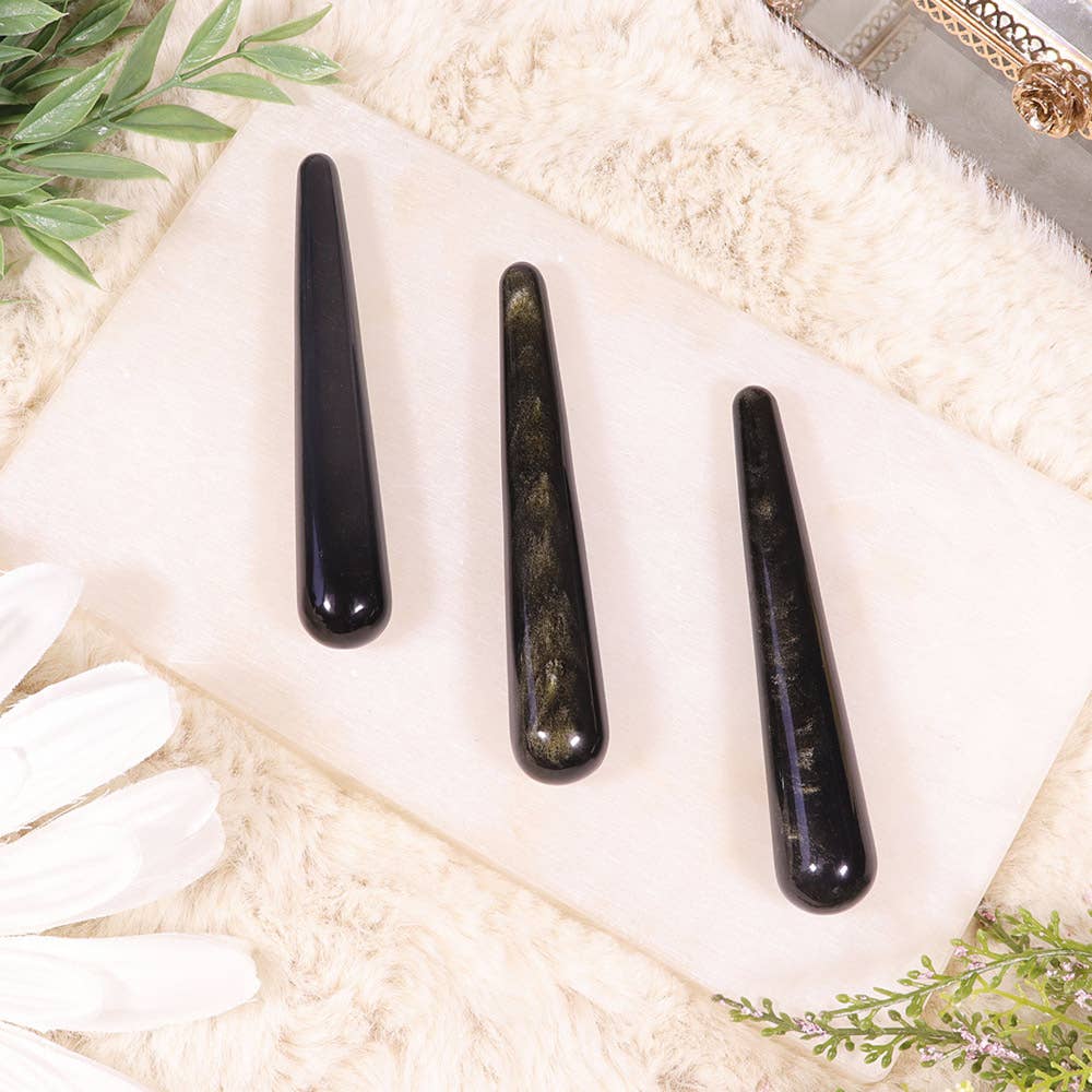 Golden Sheen Obsidian Wand – 4"" Metaphysical Tool for Protection &amp; Focus