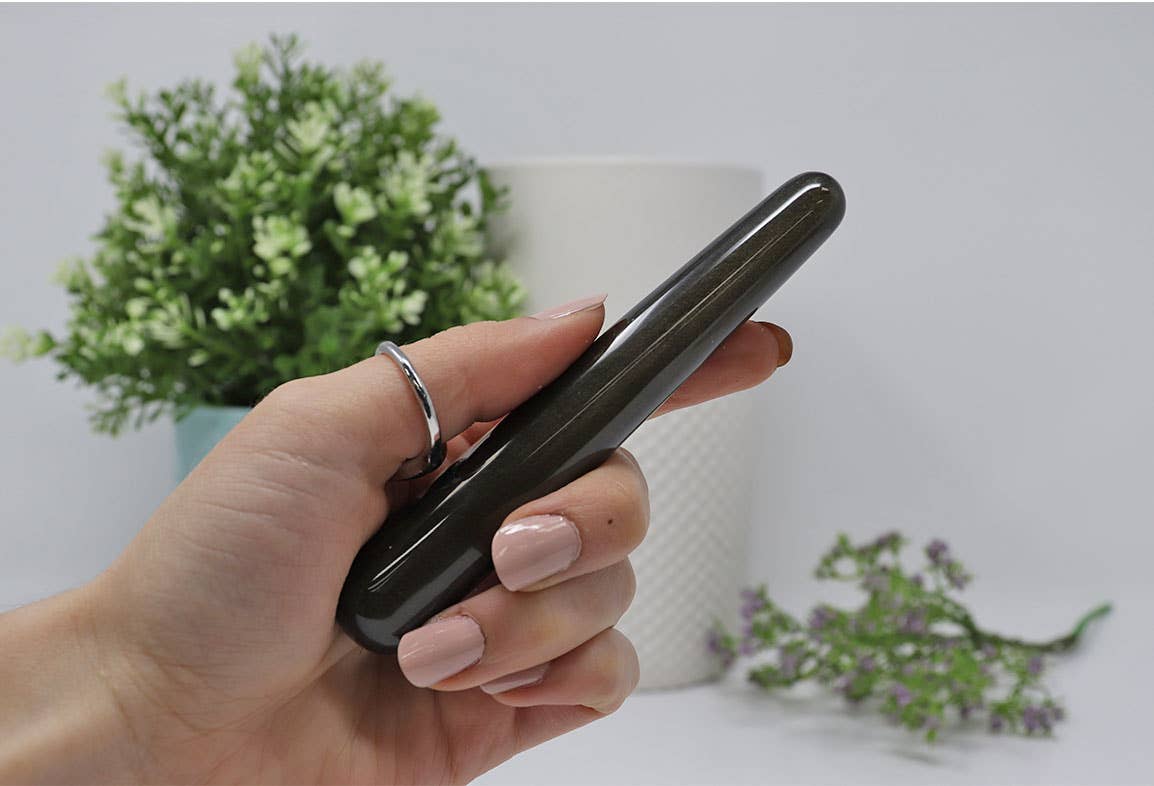 Golden Sheen Obsidian Wand – 4"" Metaphysical Tool for Protection &amp; Focus