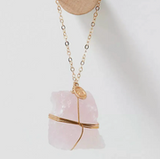 HEALING CRYSTAL ROSE QUARTZ ORNAMENT - Dreamy ornament - golden chain and Rose Quartz - Handmade - stone to promote harmony and romance - stone - Joy Of Journey