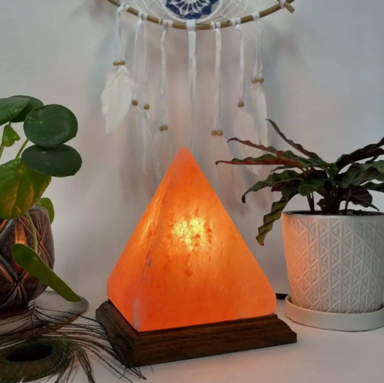 HIMALAYAN SALT LAMP PYRAMID - NATURAL CRYSTAL NIGHT LIGHT - Gorgeous shade of Orange and Peach - Energy Booster - purifying the air - stone helps uplift your mood, reduce stress and aides in relaxation - Joy - Journey of You