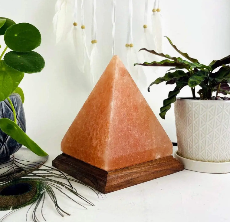 HIMALAYAN SALT LAMP PYRAMID - NATURAL CRYSTAL NIGHT LIGHT - Gorgeous shade of Orange and Peach - Energy Booster - purifying the air - stone helps uplift your mood, reduce stress and aides in relaxation - Joy - Journey of You