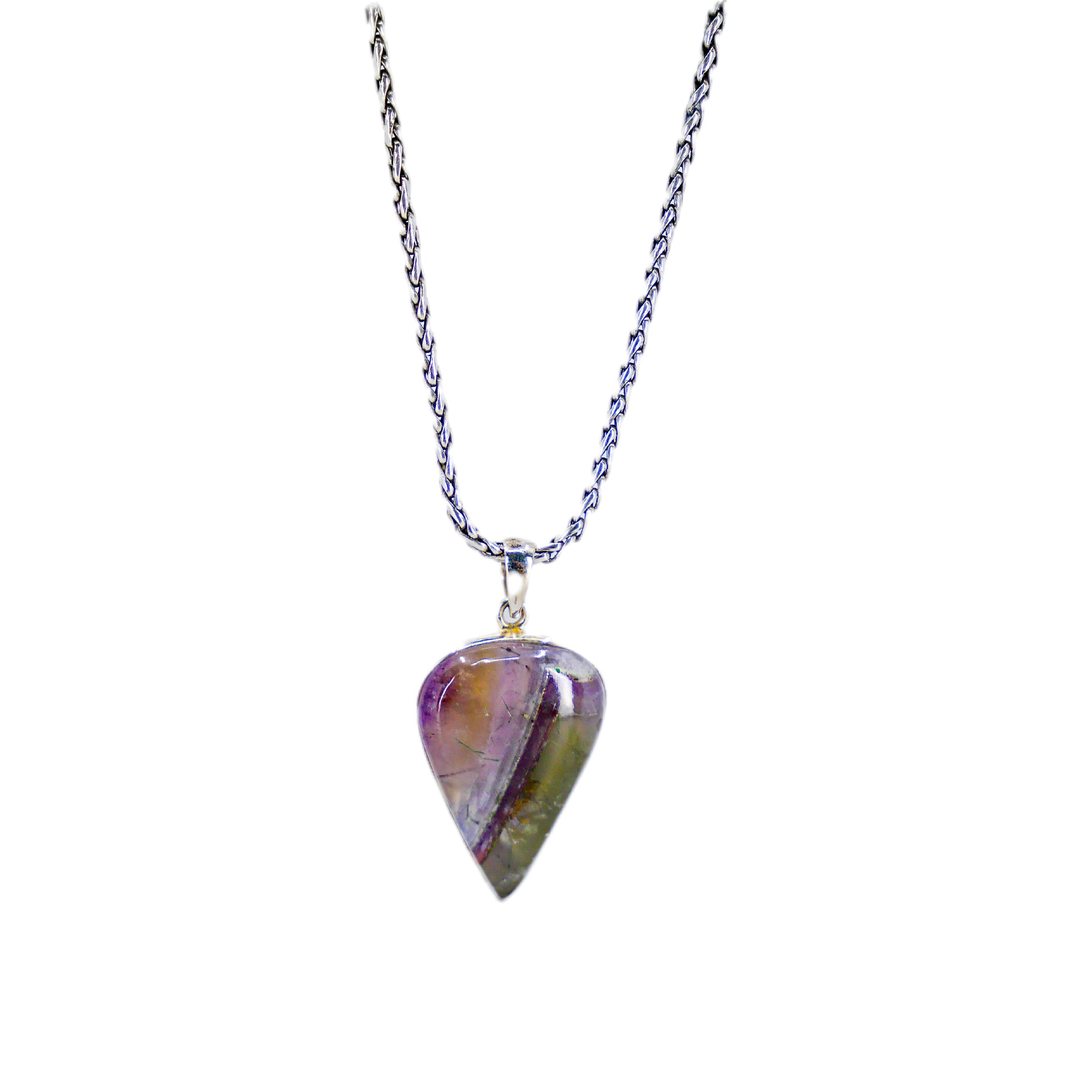 Auralite Tear Drop Pendant with Sterling Silver Chain