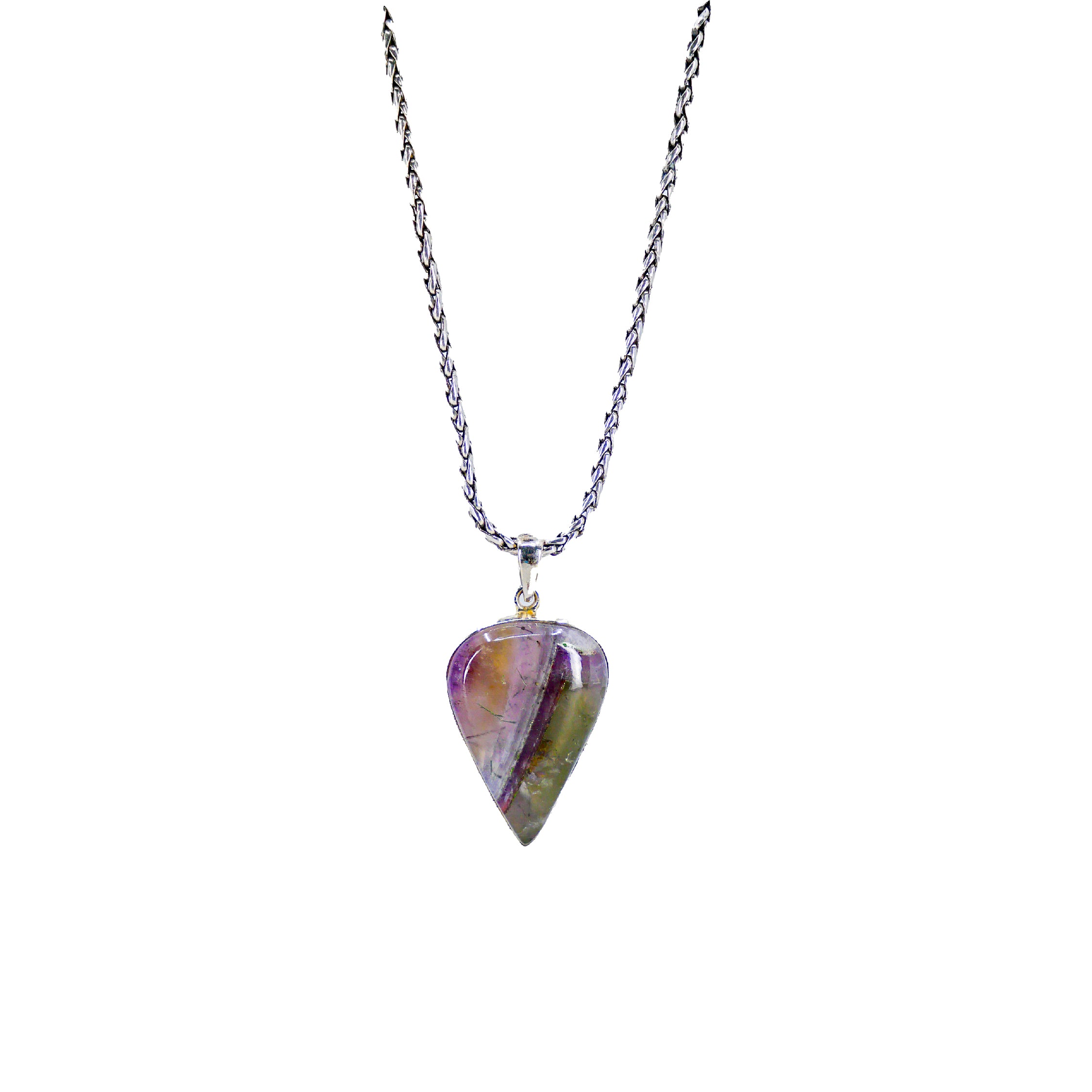 Auralite Tear Drop Pendant with Sterling Silver Chain