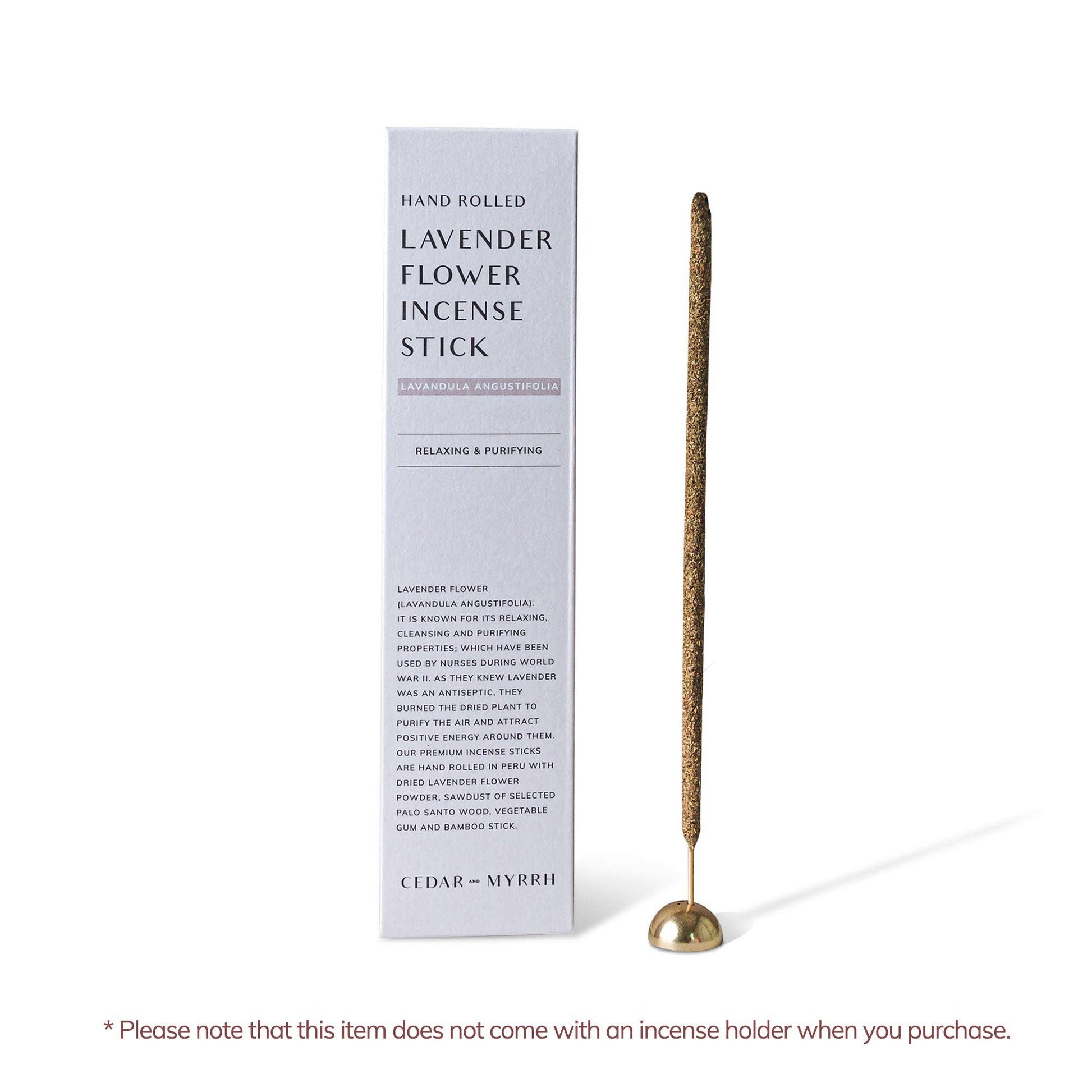 LAVENDER HAND ROLLED INCENSE STICK - FLOWER INCENSE STICKS  - Lavendula Angustifolia Relaxing & Purifying Description: Lavender - relaxing, cleansing and purifying properties - attract positive energy - Premium Incense Sticks - Peru with lavender flower powder, sawdust of Palo Santo wood, vegetable gum and bamboo stick - Joy - Journey of you