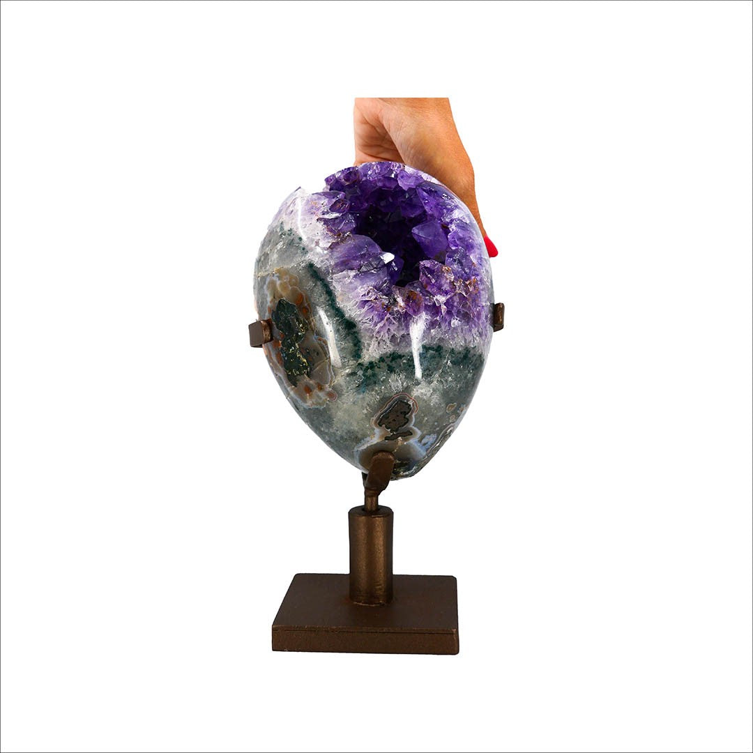 Large Amethyst Egg on a swivel stand