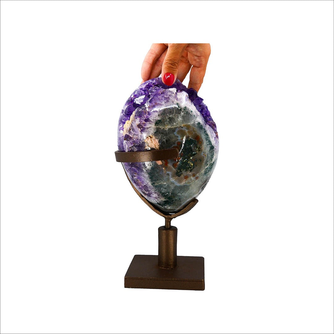 Large Amethyst Egg on a swivel stand