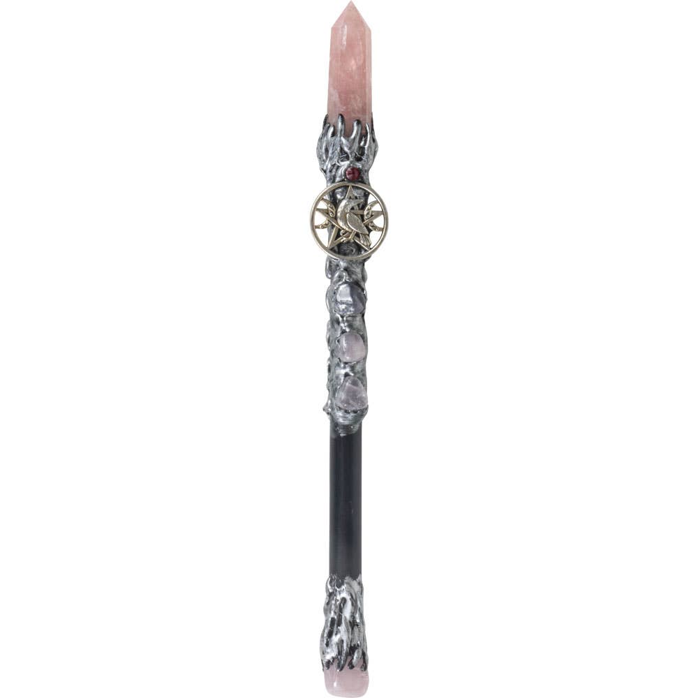 MAGICK WAND - ROSE QUARTZ POINT W/ SILVER RAVEN (EACH) - spiritual rebirth - Decorations and stones - Joy - Journey of you