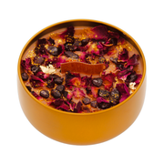 MANIFESTATION BONFIRE CRYSTAL CANDLE - Garnet crystals, dried rose petals, gold flakes, and fairy dust - Joy - Journey of You