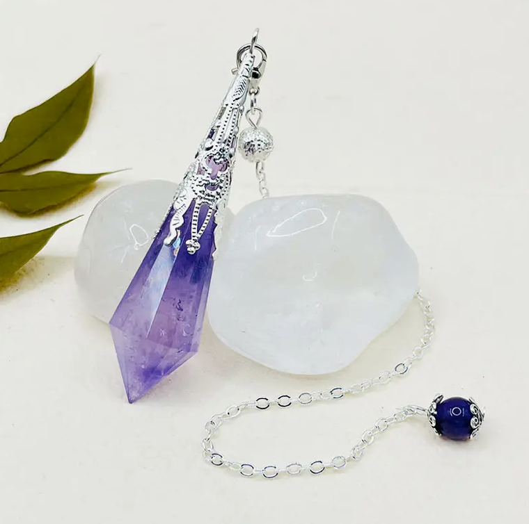 NATURAL AMETHYST RETRO HEALING PENDULUM - Stone: Amethyst Pendant - Purple - Joy - Journey of You