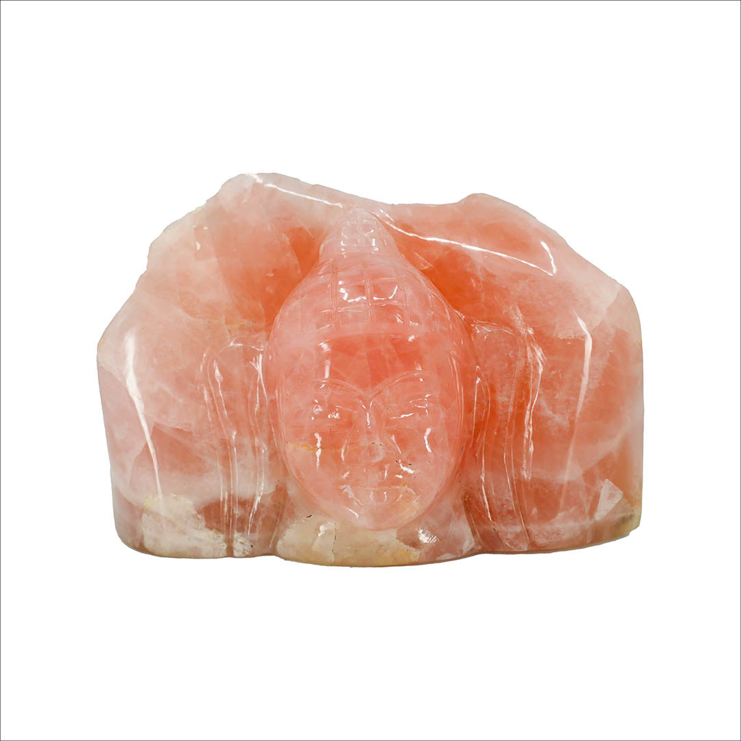 Carved Buddha in Rose Quartz